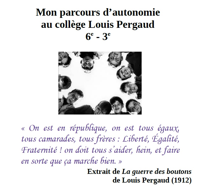 Couverture du livret du parcours d’autonomie du collège Louis Pergaud