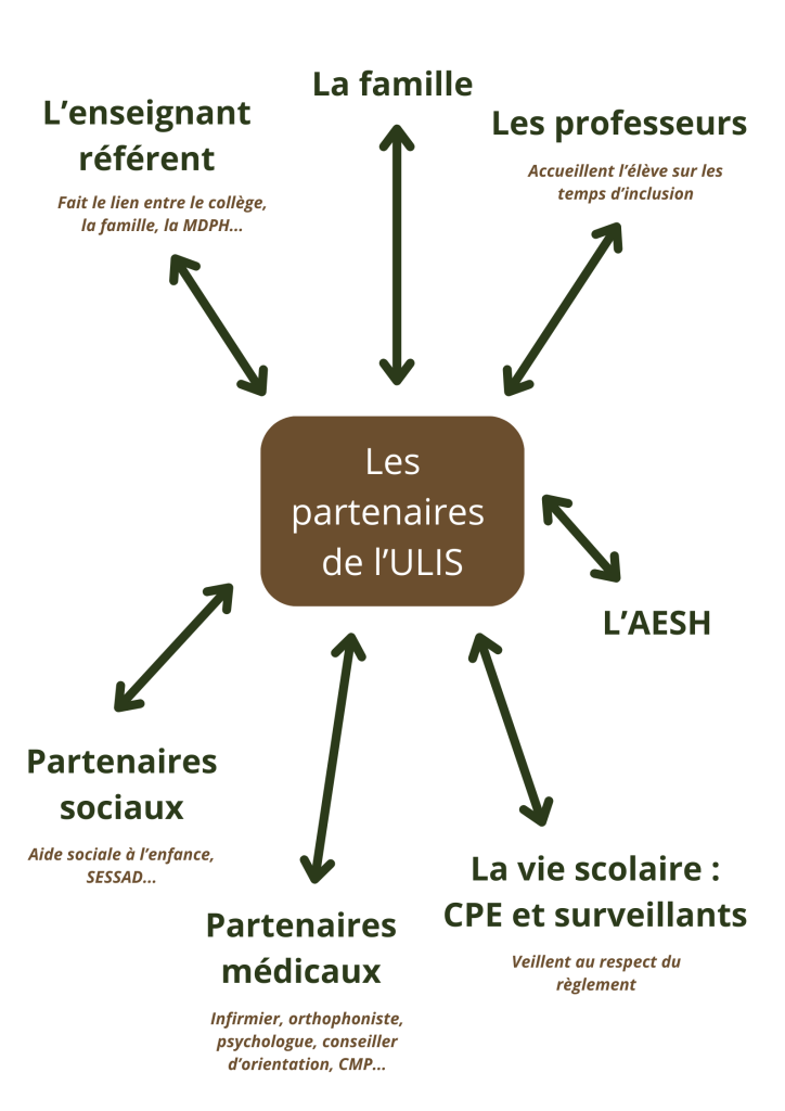Schéma listant tous les partenaires de l'ULIS